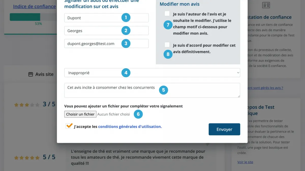 Details signaler avis client