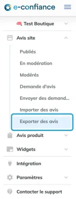 Exporter avis site