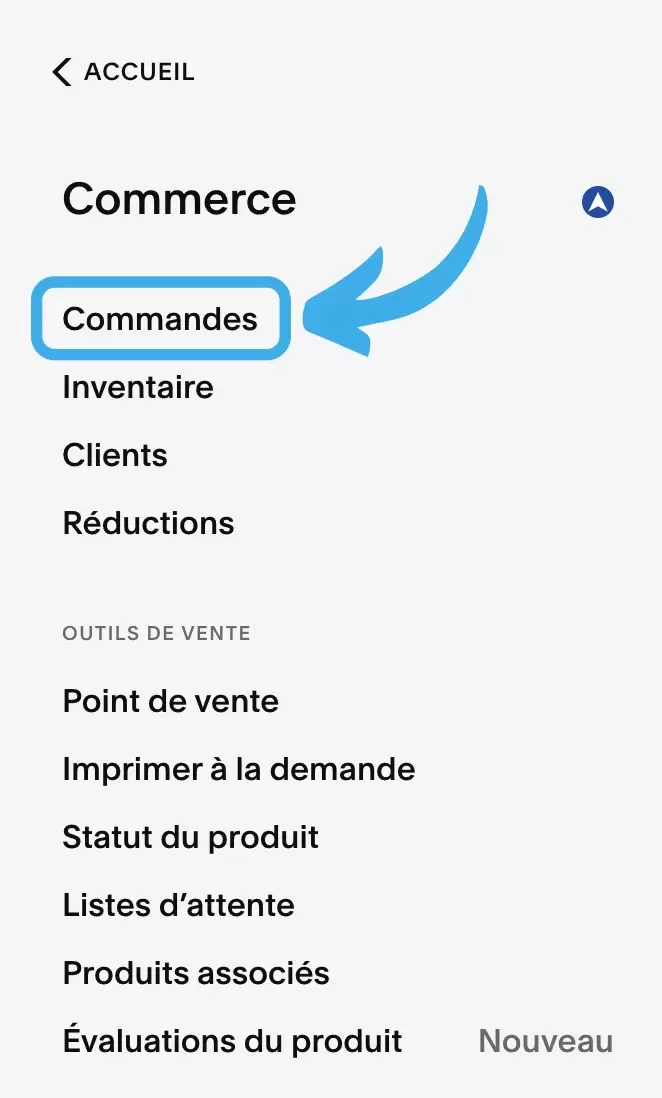 Fonctionnalites commandes squarespace